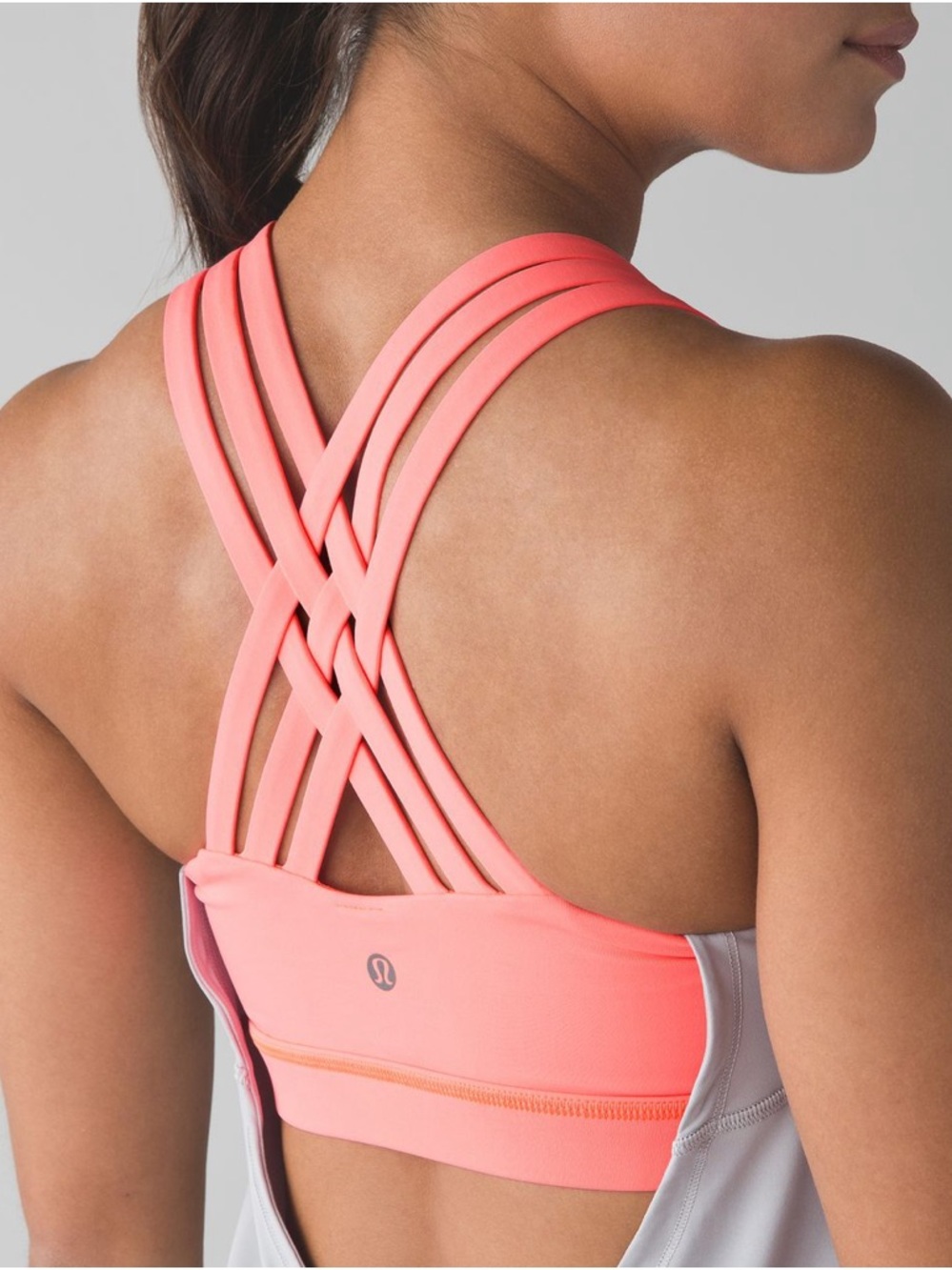 lululemon athletica Beat The Heat Tank in Seal Grey/Grapefruit - Picture 4 of 9